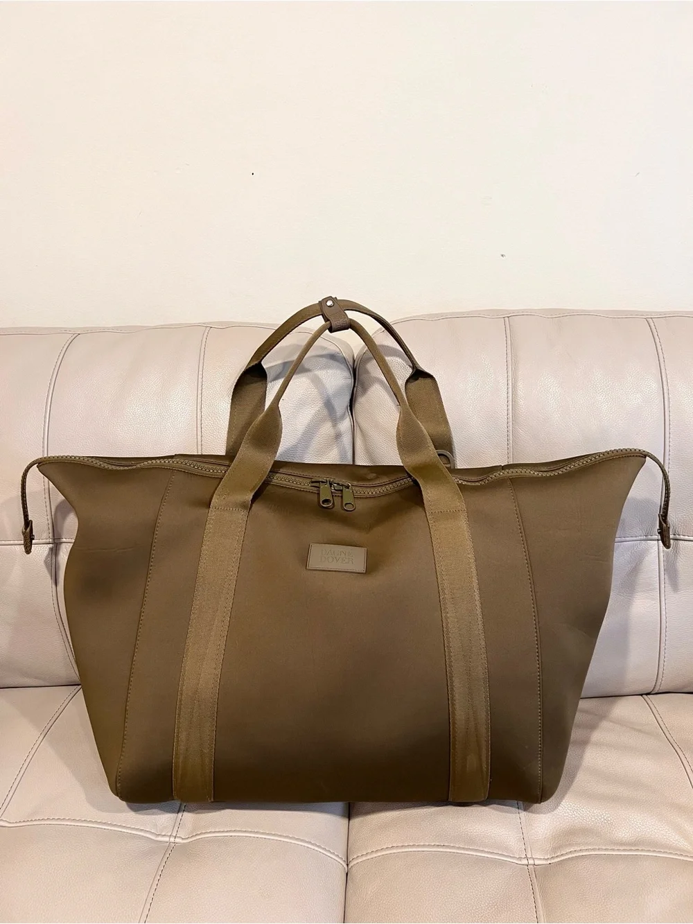 Dagne Dover Landon Carryall Duffle Bag Neoprene Dark Moss Olive Green Travel - Picture 2 of 16